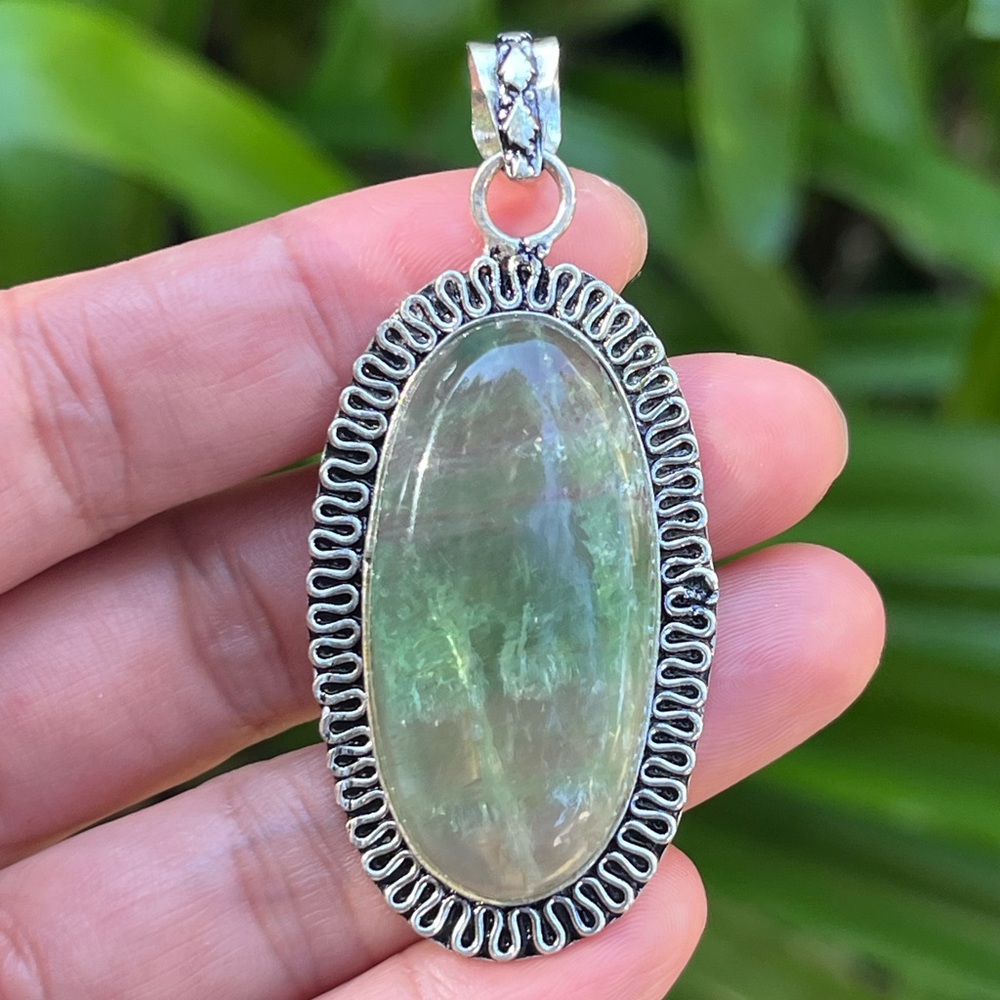 Silver plated fluorite pendant - Picture 3 of 4